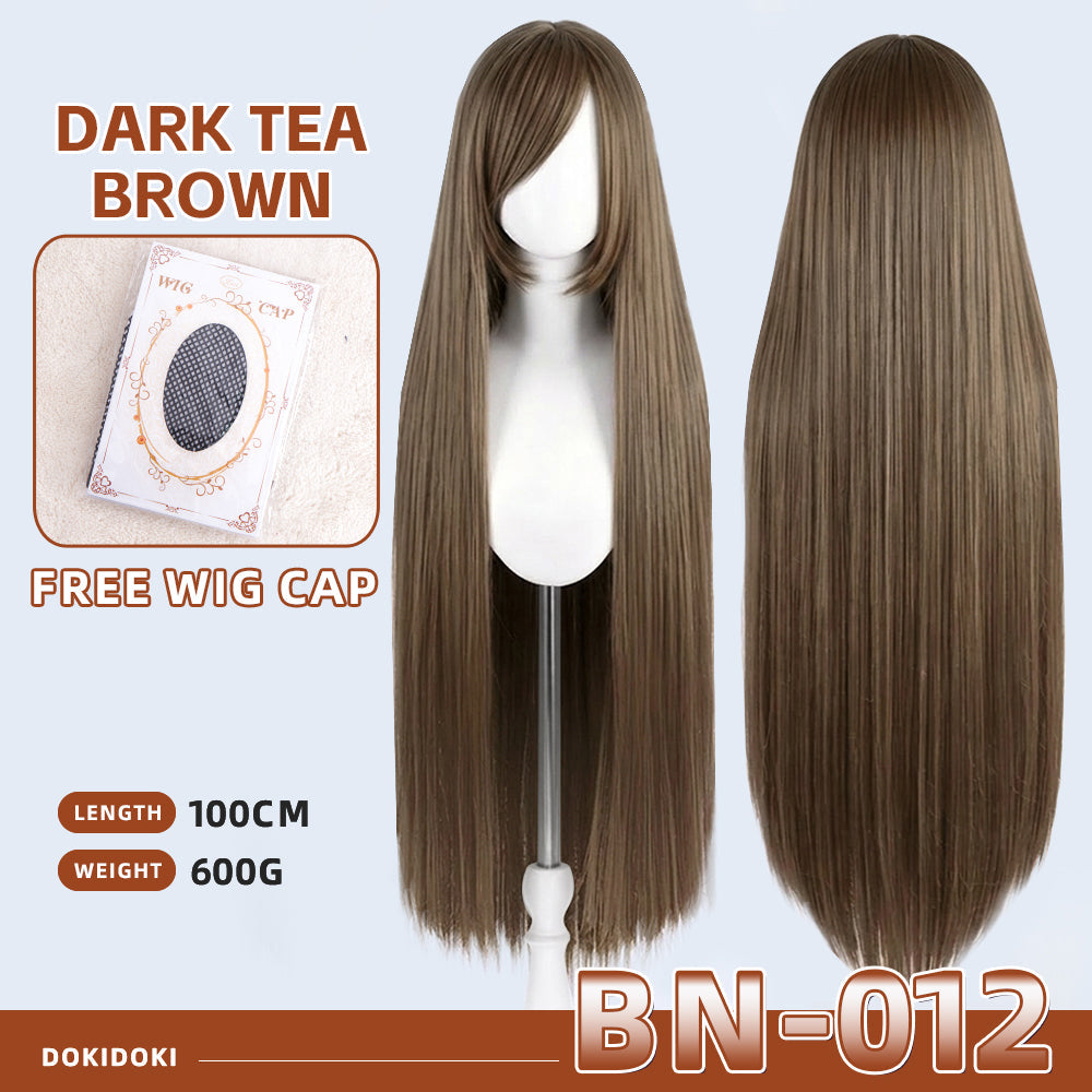 【Partially Ready For Ship】【Brown】DokiDoki Cosplay Wig Basic Wig Long Straight Brown 100 CM Hair Wig Base