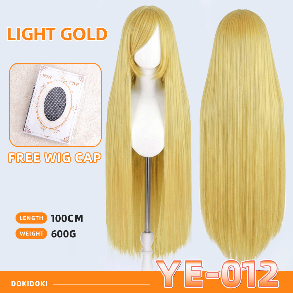 【Partially Ready For Ship】【Yellow】DokiDoki Cosplay Wig Basic Wig Long Straight Yellow 100 CM Hair Wig Base