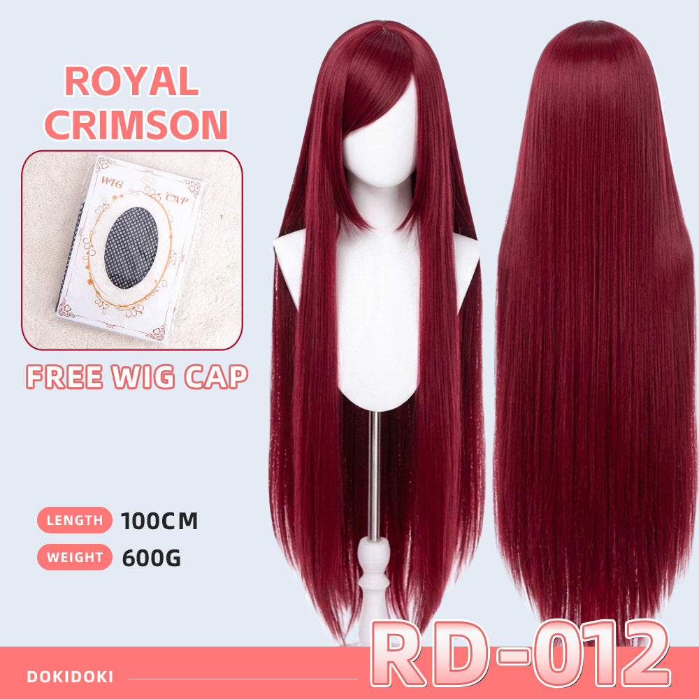 【Partial Ready For Ship】【Red】DokiDoki Cosplay Wig Basic Wig Long Straight Red 100 CM Hair Wig Base