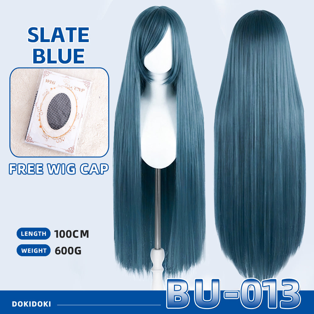 【Partially Ready For Ship】【Blue】DokiDoki Cosplay Wig Basic Wig Long Straight Blue 100 CM Hair Wig Base