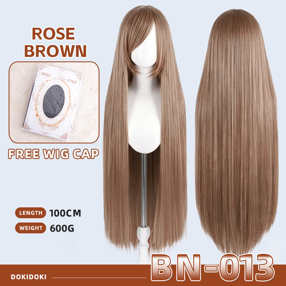 【Partially Ready For Ship】【Brown】DokiDoki Cosplay Wig Basic Wig Long Straight Brown 100 CM Hair Wig Base