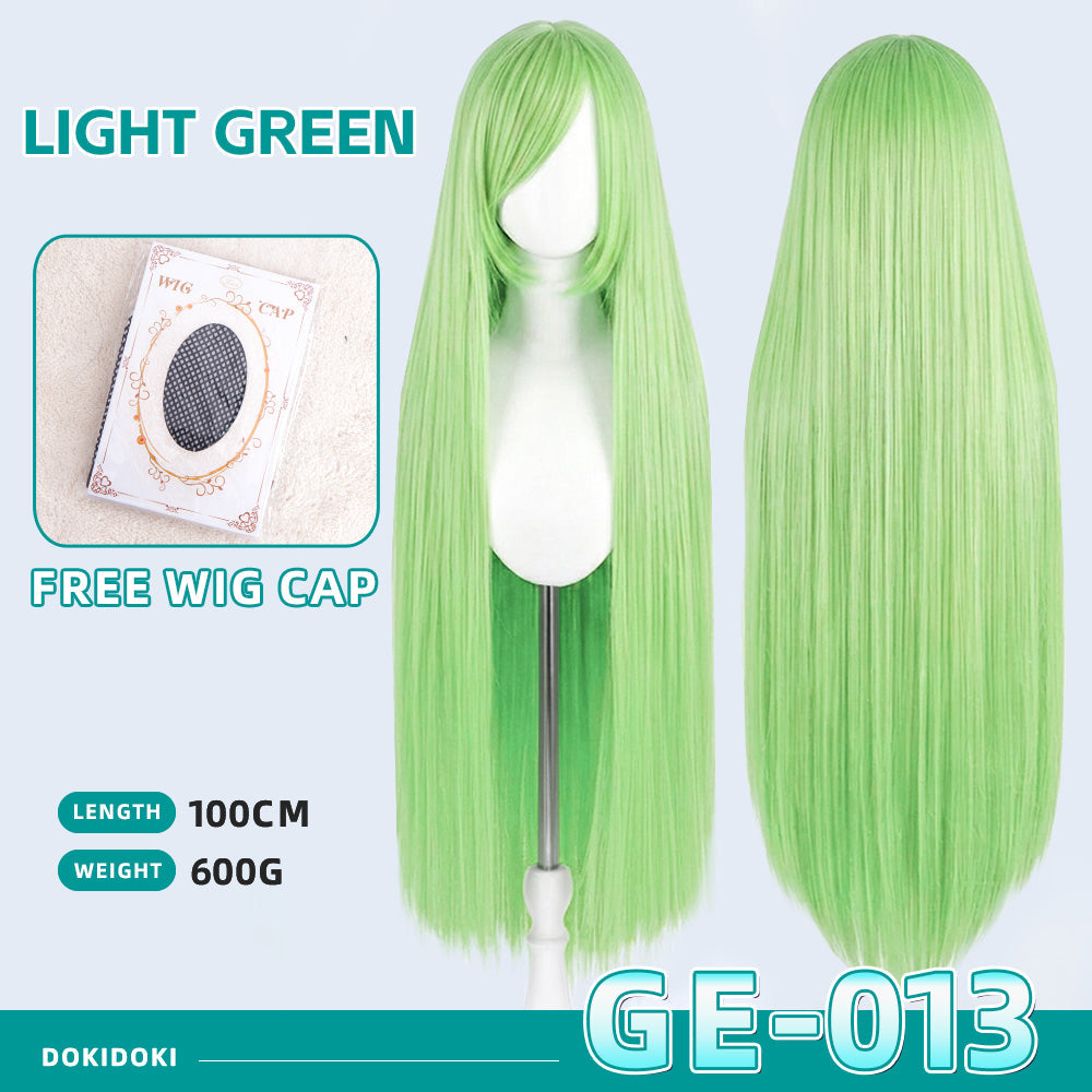 【Partially Ready For Ship】【Green】DokiDoki Cosplay Wig Basic Wig Long Straight Green 100 CM Hair Wig Base