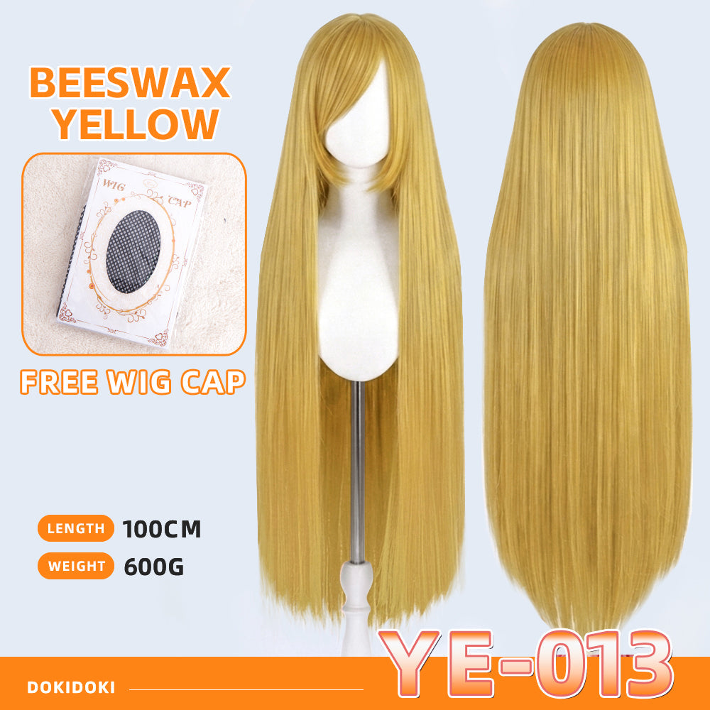 【Partially Ready For Ship】【Yellow】DokiDoki Cosplay Wig Basic Wig Long Straight Yellow 100 CM Hair Wig Base
