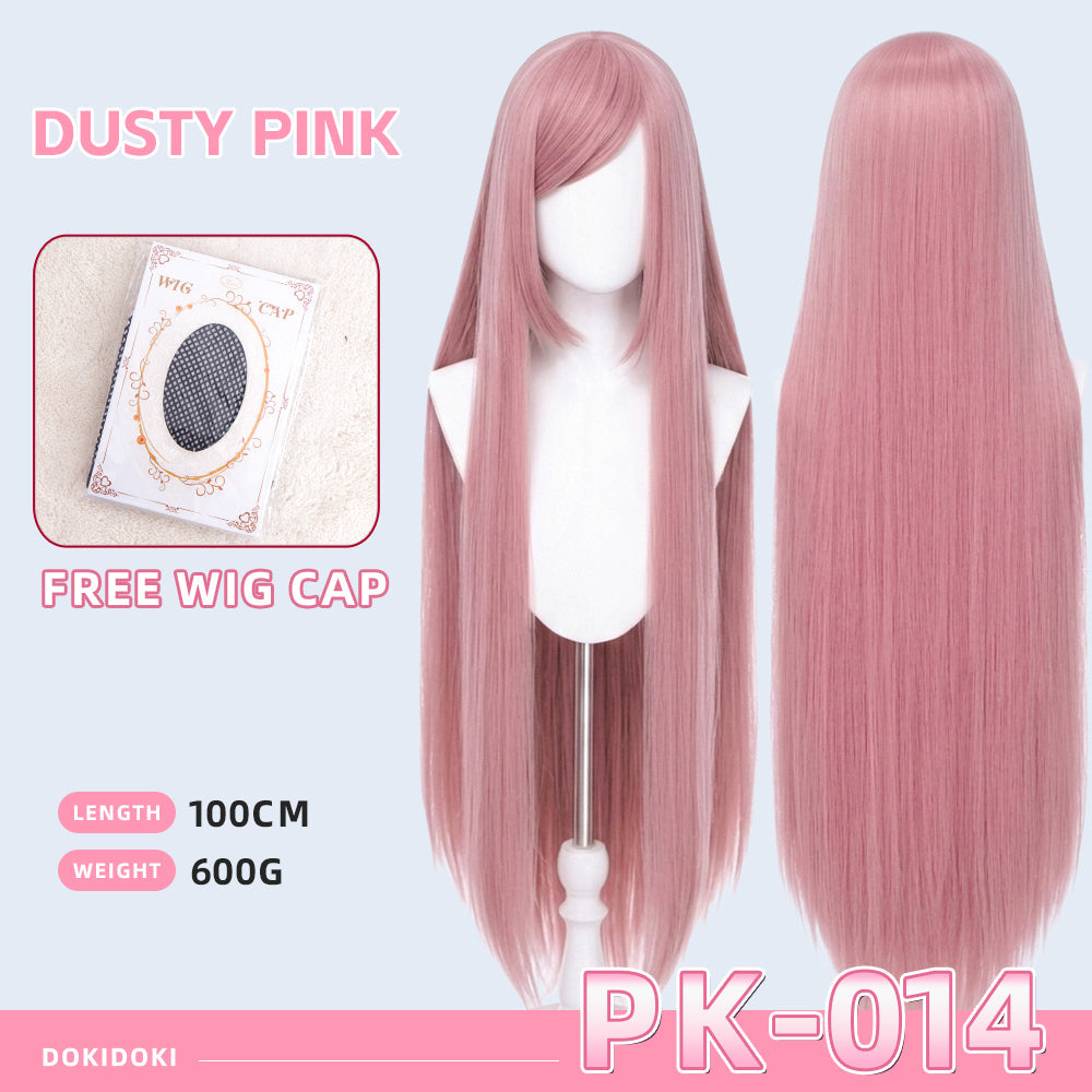【Ready For Ship】【Pink】DokiDoki Cosplay Wig Basic Wig Long Straight Pink 100 CM Hair Wig Base