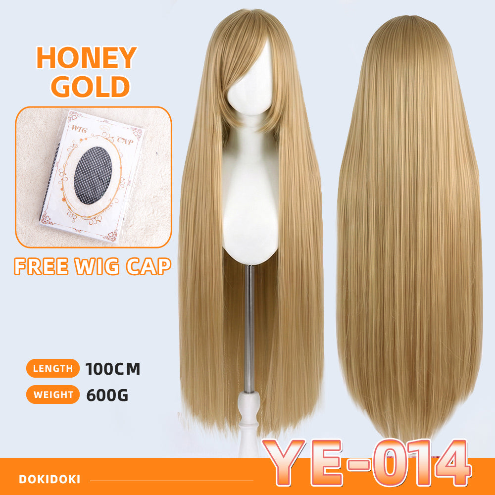 【Partially Ready For Ship】【Yellow】DokiDoki Cosplay Wig Basic Wig Long Straight Yellow 100 CM Hair Wig Base