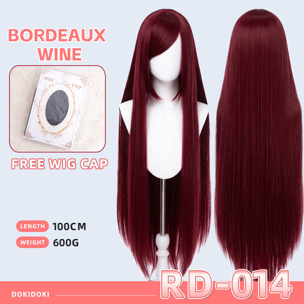 【Partial Ready For Ship】【Red】DokiDoki Cosplay Wig Basic Wig Long Straight Red 100 CM Hair Wig Base