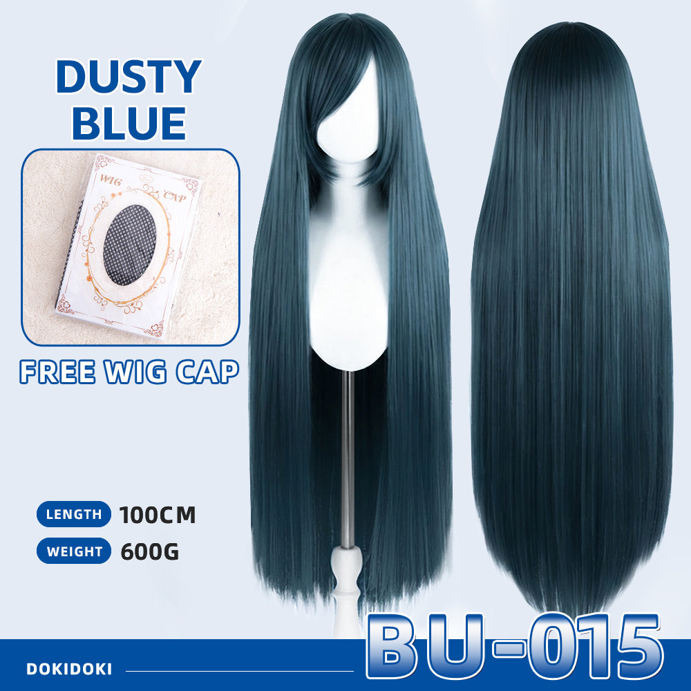【Partially Ready For Ship】【Blue】DokiDoki Cosplay Wig Basic Wig Long Straight Blue 100 CM Hair Wig Base