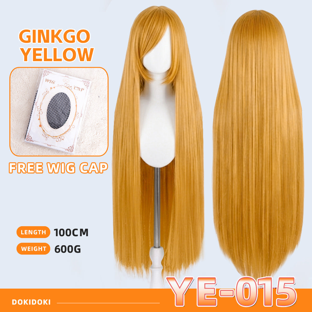 【Partially Ready For Ship】【Yellow】DokiDoki Cosplay Wig Basic Wig Long Straight Yellow 100 CM Hair Wig Base