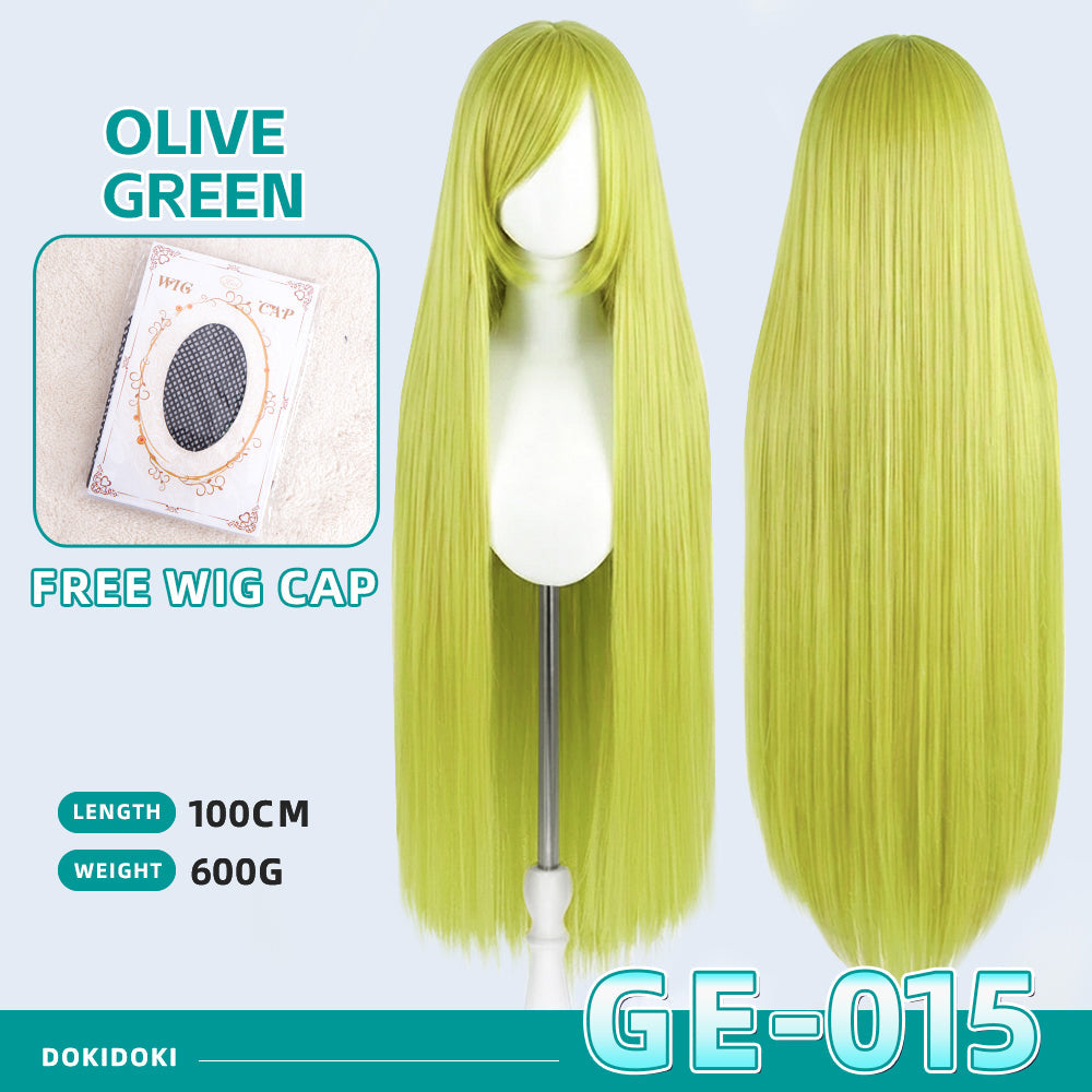 【Partially Ready For Ship】【Green】DokiDoki Cosplay Wig Basic Wig Long Straight Green 100 CM Hair Wig Base