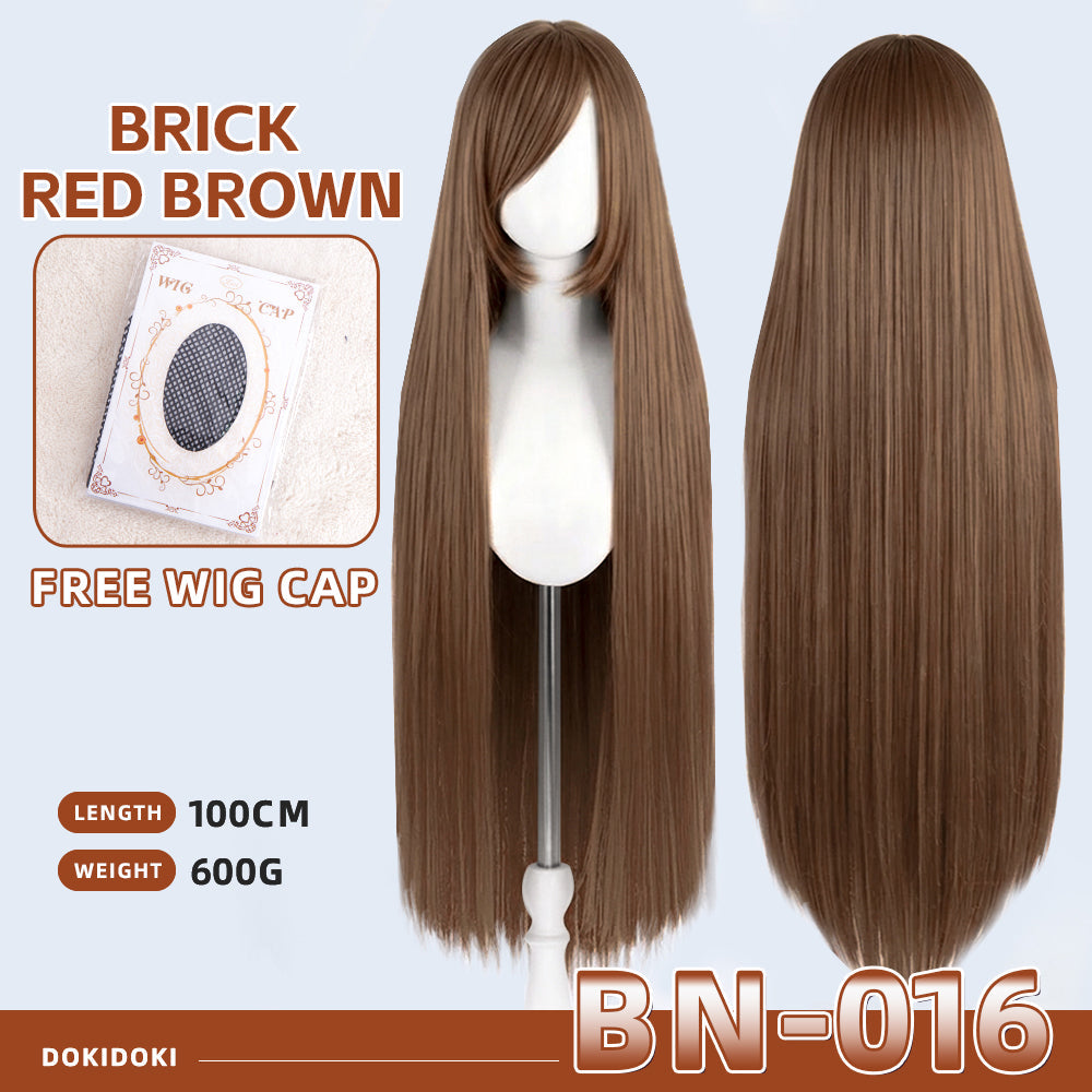 【Partially Ready For Ship】【Brown】DokiDoki Cosplay Wig Basic Wig Long Straight Brown 100 CM Hair Wig Base