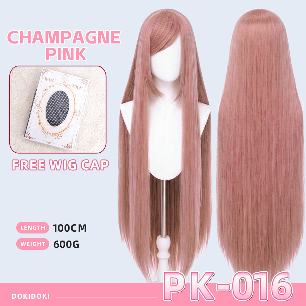 【Ready For Ship】【Pink】DokiDoki Cosplay Wig Basic Wig Long Straight Pink 100 CM Hair Wig Base