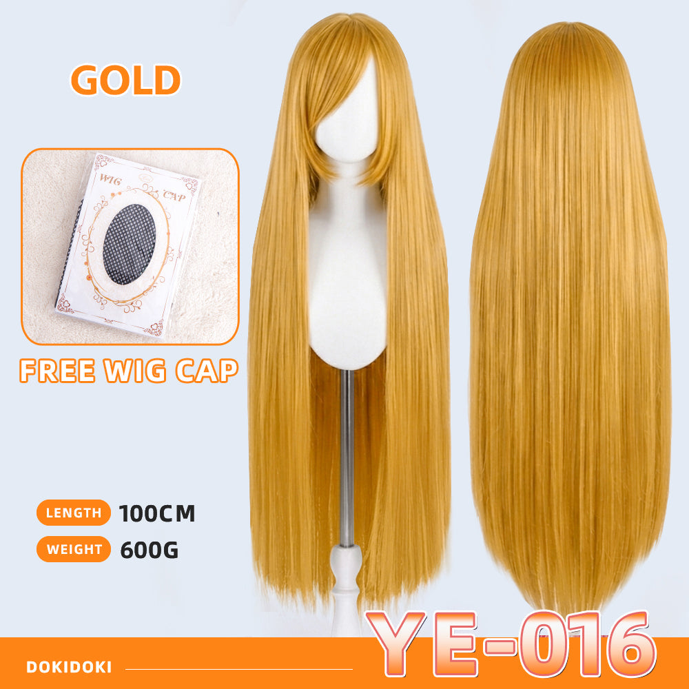 【Partially Ready For Ship】【Yellow】DokiDoki Cosplay Wig Basic Wig Long Straight Yellow 100 CM Hair Wig Base