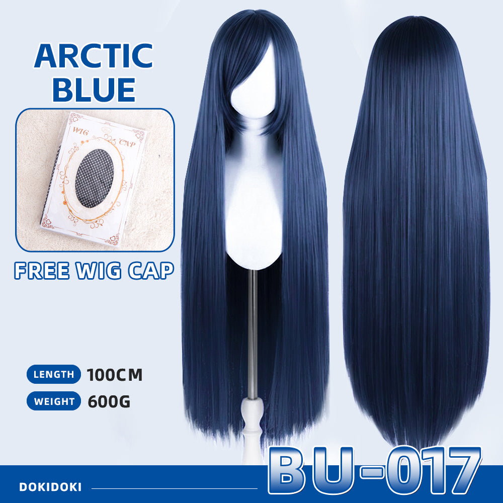 【Partially Ready For Ship】【Blue】DokiDoki Cosplay Wig Basic Wig Long Straight Blue 100 CM Hair Wig Base