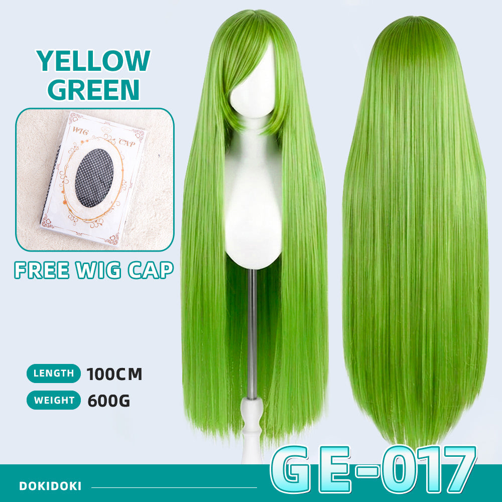 【Partially Ready For Ship】【Green】DokiDoki Cosplay Wig Basic Wig Long Straight Green 100 CM Hair Wig Base