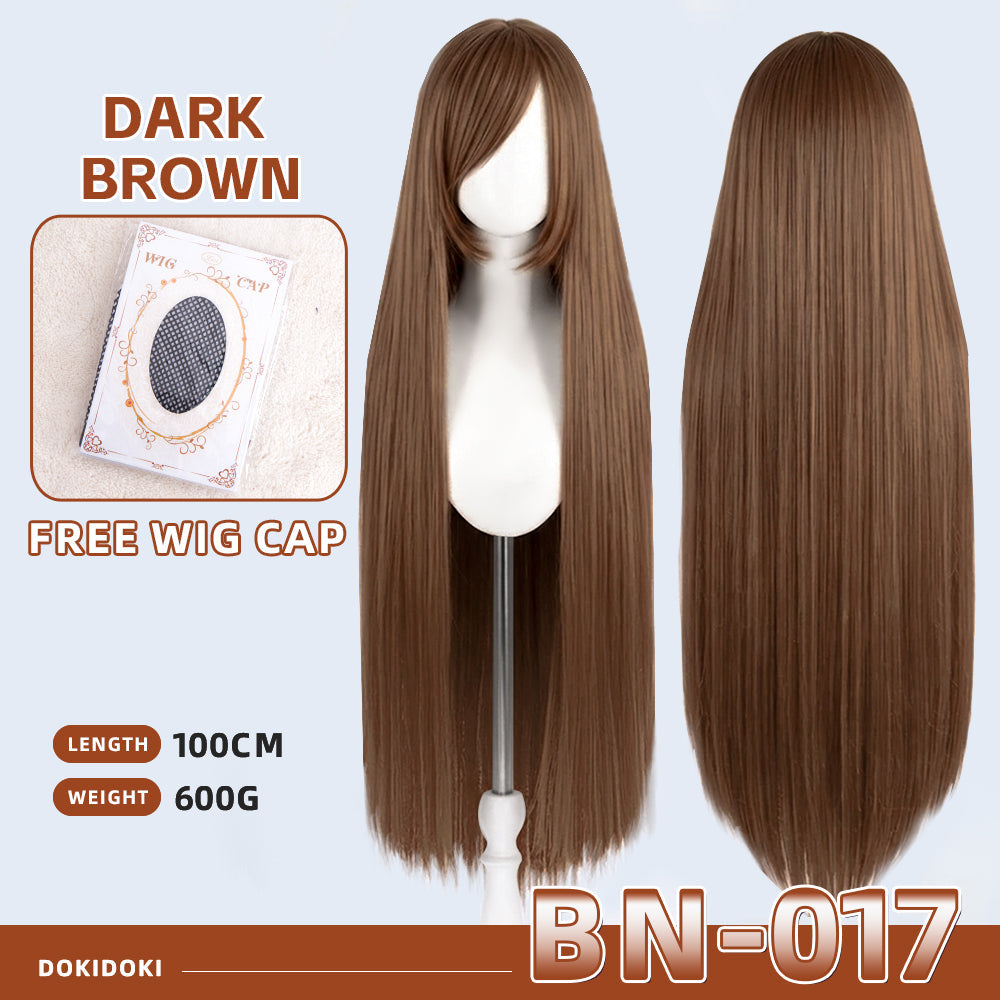 【Partially Ready For Ship】【Brown】DokiDoki Cosplay Wig Basic Wig Long Straight Brown 100 CM Hair Wig Base