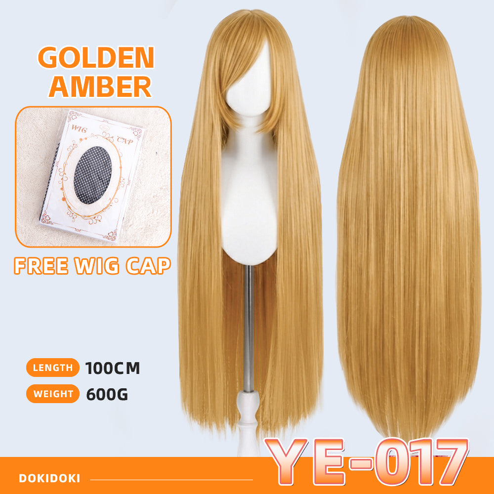 【Partially Ready For Ship】【Yellow】DokiDoki Cosplay Wig Basic Wig Long Straight Yellow 100 CM Hair Wig Base