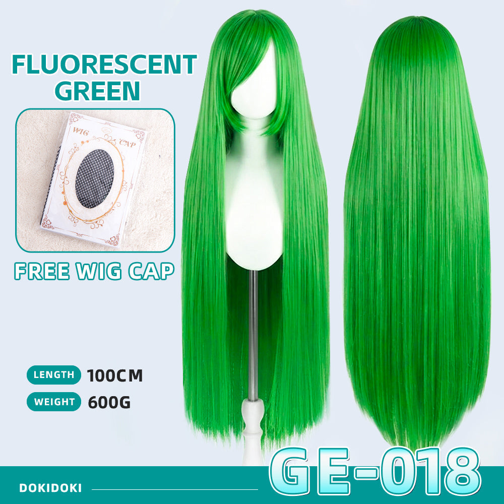 【Partially Ready For Ship】【Green】DokiDoki Cosplay Wig Basic Wig Long Straight Green 100 CM Hair Wig Base