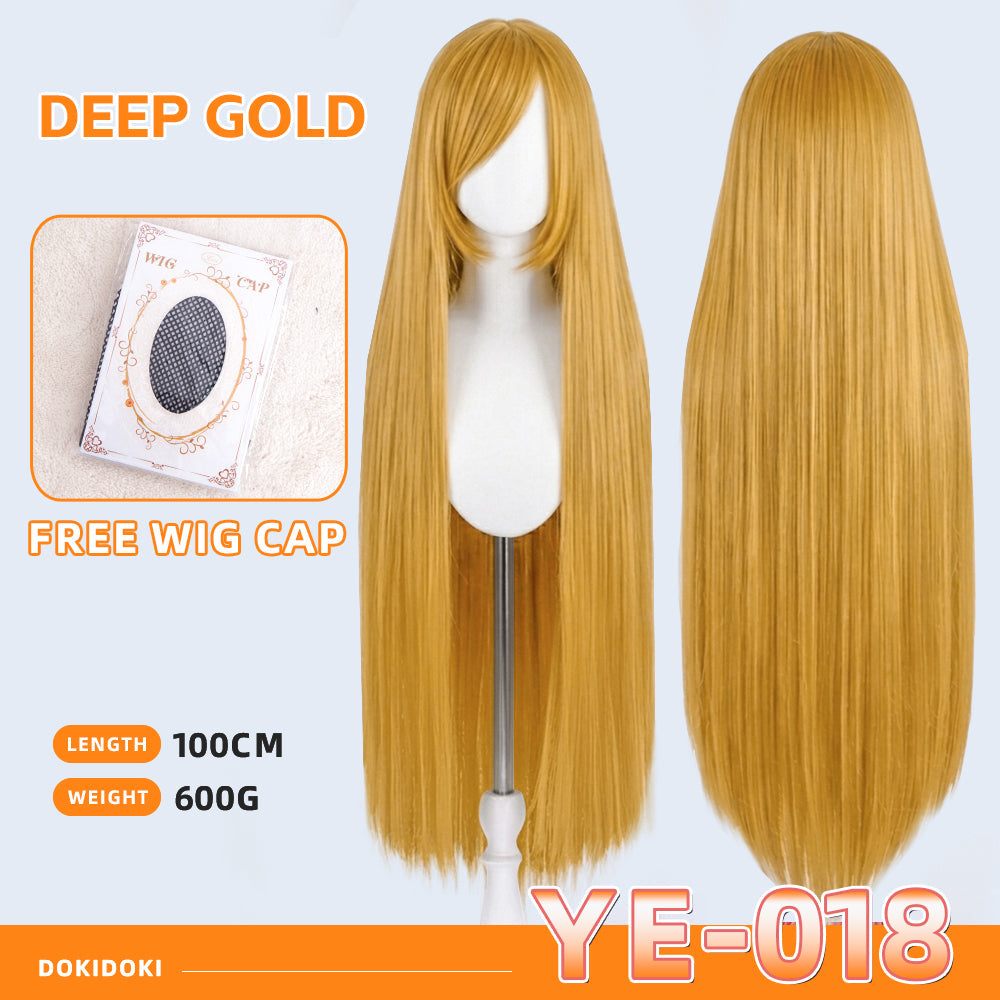 【Partially Ready For Ship】【Yellow】DokiDoki Cosplay Wig Basic Wig Long Straight Yellow 100 CM Hair Wig Base