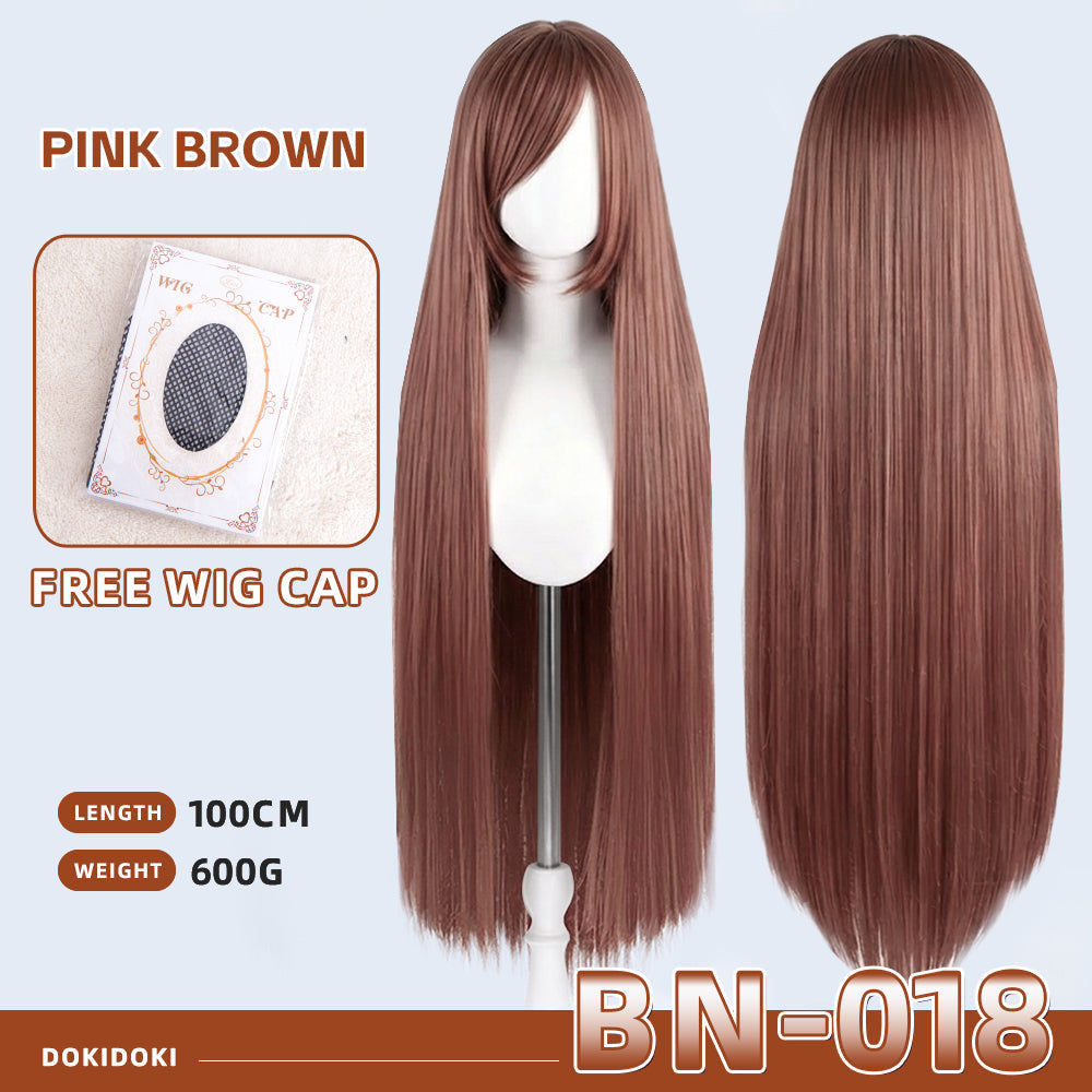 【Partially Ready For Ship】【Brown】DokiDoki Cosplay Wig Basic Wig Long Straight Brown 100 CM Hair Wig Base
