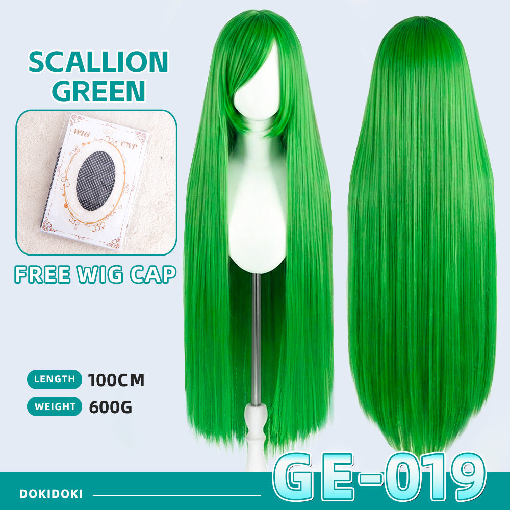 【Partially Ready For Ship】【Green】DokiDoki Cosplay Wig Basic Wig Long Straight Green 100 CM Hair Wig Base