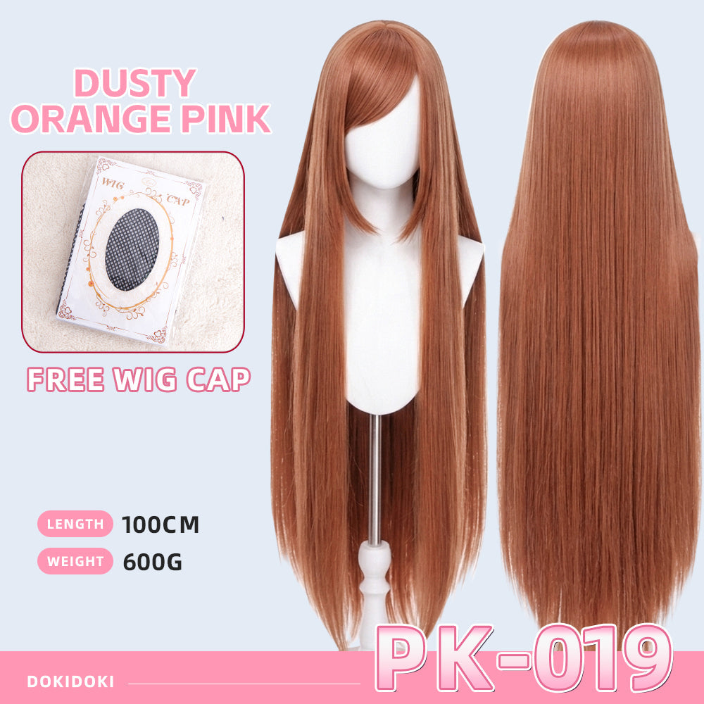 【Ready For Ship】【Pink】DokiDoki Cosplay Wig Basic Wig Long Straight Pink 100 CM Hair Wig Base