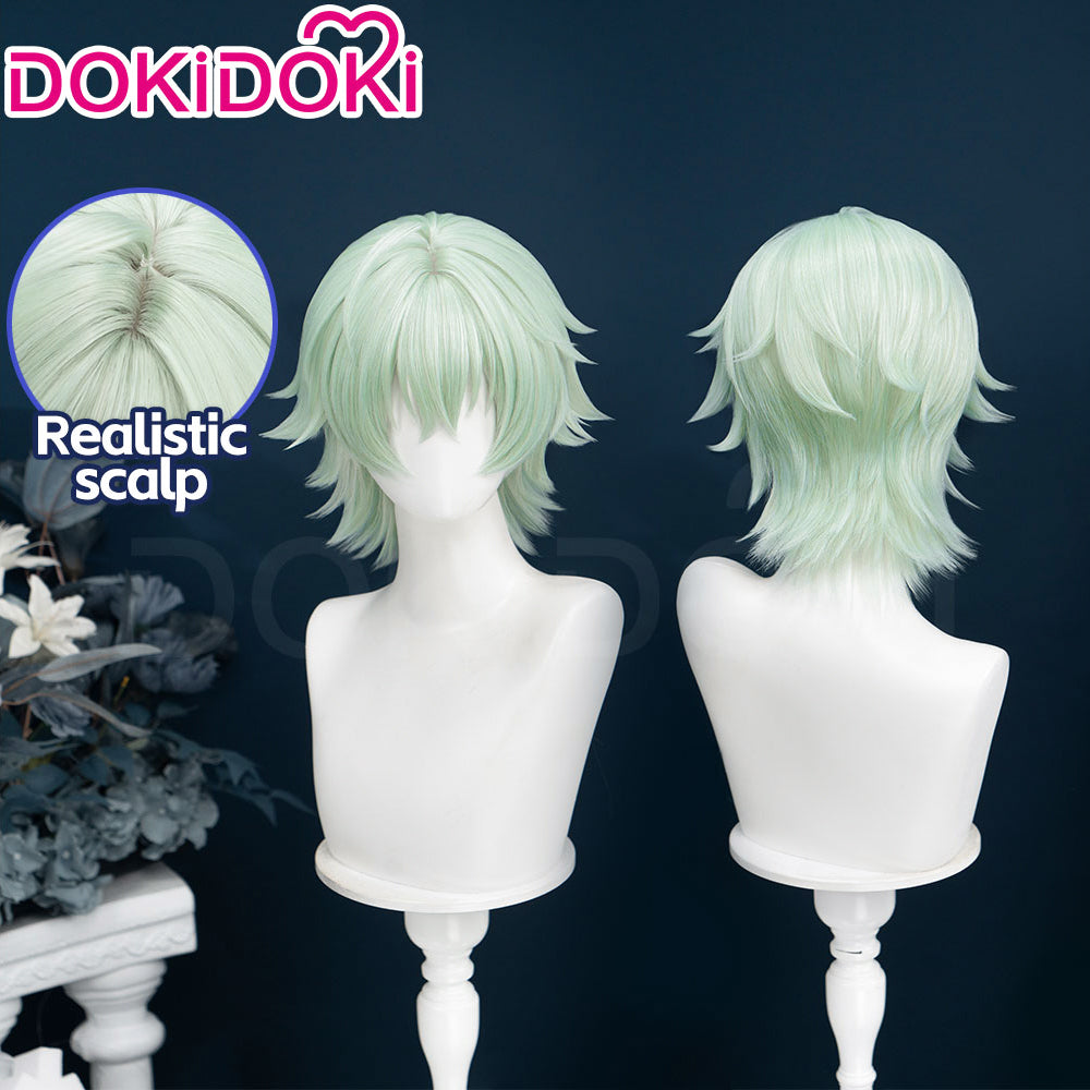 【Ready For Ship】DokiDoki Game Genshin Impact Cosplay Alyosha Wig Short Green Hair Snezhnaya Sudden Snow