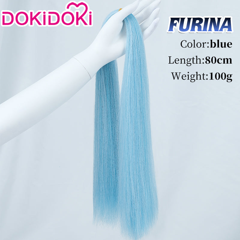 【Ready For Ship】DokiDoki Game Genshin Impact Cosplay Fontaine Focalors Wig Long White Blue Curly Furina Wig / Fake Eyelashes / Hat/ Wefts