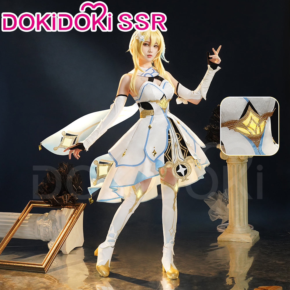 【Ready For Ship】【7 Diffrent Lights】【Short Ver. Shoes Last Batch】DokiDoki-SSR Game Genshin Impact Traveler Lumine Cosplay Costume Ying /Shoes