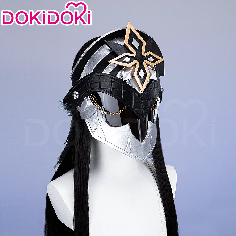 【Partially Ready For Ship】DokiDoki Game Genshin Impact Capitano Cosplay Wig / Mask Long Straight Red Hair Natlan The Captain
