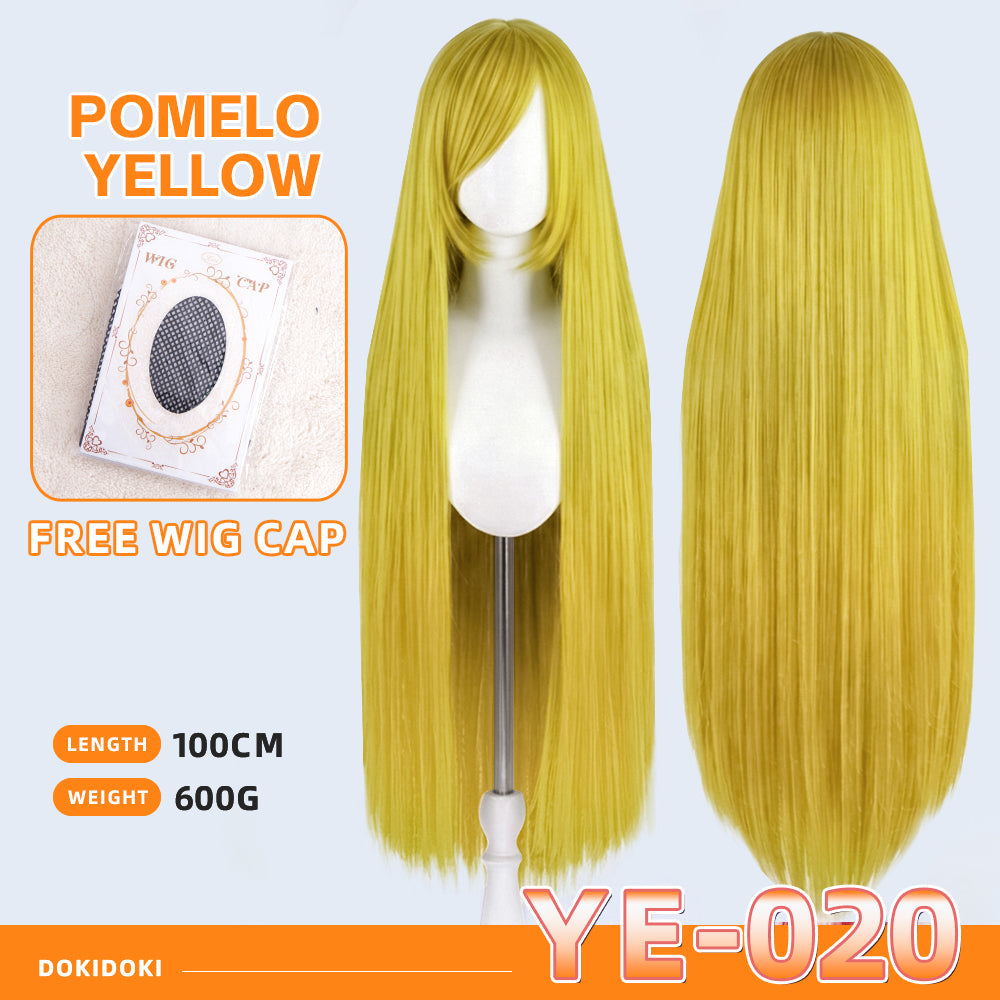 【Partially Ready For Ship】【Yellow】DokiDoki Cosplay Wig Basic Wig Long Straight Yellow 100 CM Hair Wig Base
