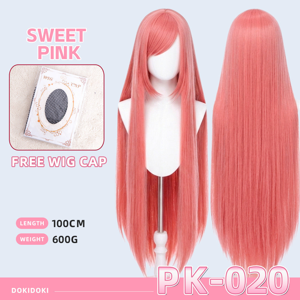 【Ready For Ship】【Pink】DokiDoki Cosplay Wig Basic Wig Long Straight Pink 100 CM Hair Wig Base