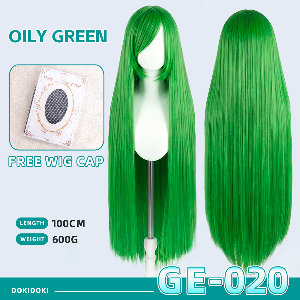 【Partially Ready For Ship】【Green】DokiDoki Cosplay Wig Basic Wig Long Straight Green 100 CM Hair Wig Base