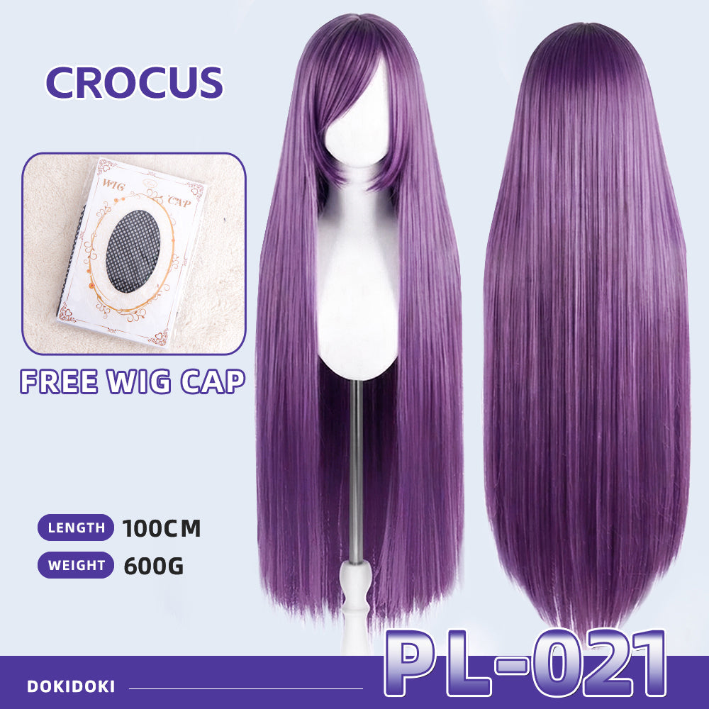 【Partially Ready For Ship】【Purple】DokiDoki Cosplay Wig Basic Wig Long Straight Purple 100 CM Hair Wig Base