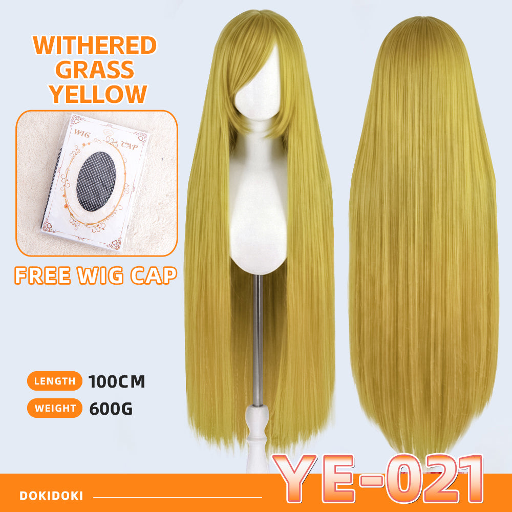 【Partially Ready For Ship】【Yellow】DokiDoki Cosplay Wig Basic Wig Long Straight Yellow 100 CM Hair Wig Base