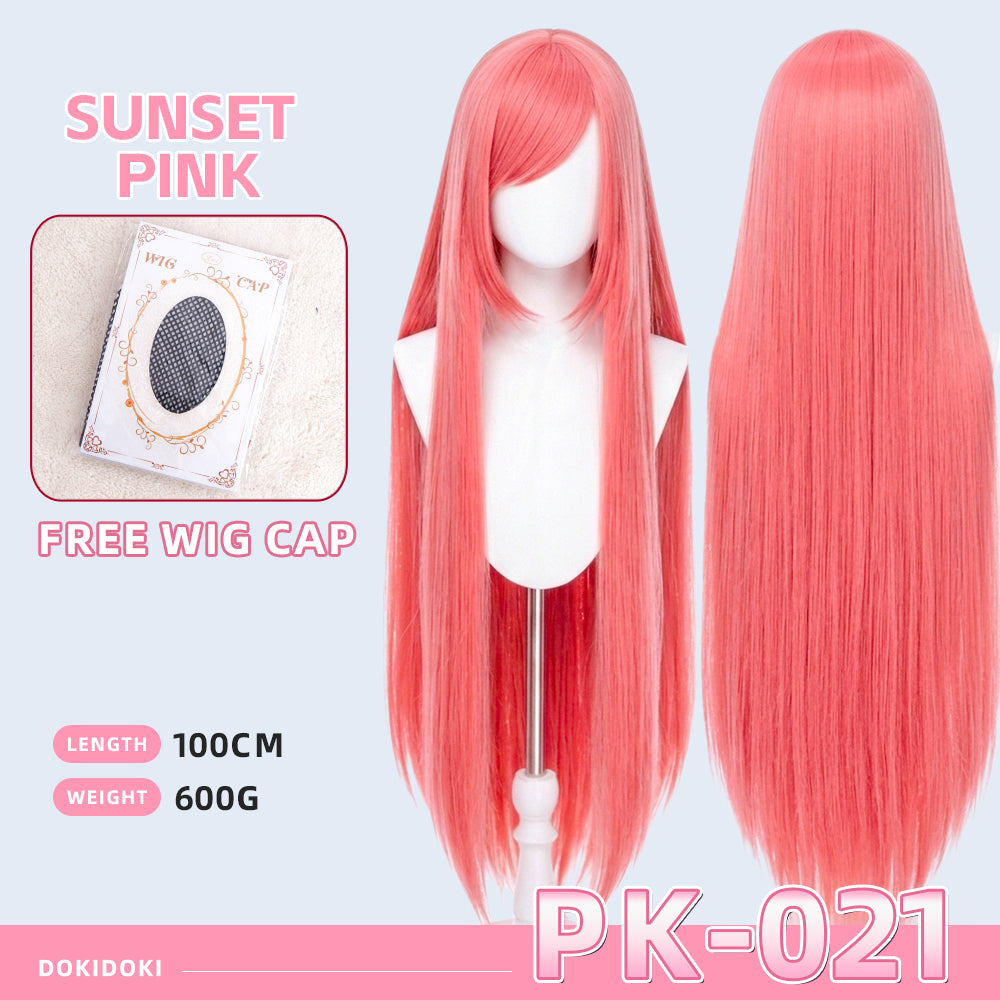 【Ready For Ship】【Pink】DokiDoki Cosplay Wig Basic Wig Long Straight Pink 100 CM Hair Wig Base