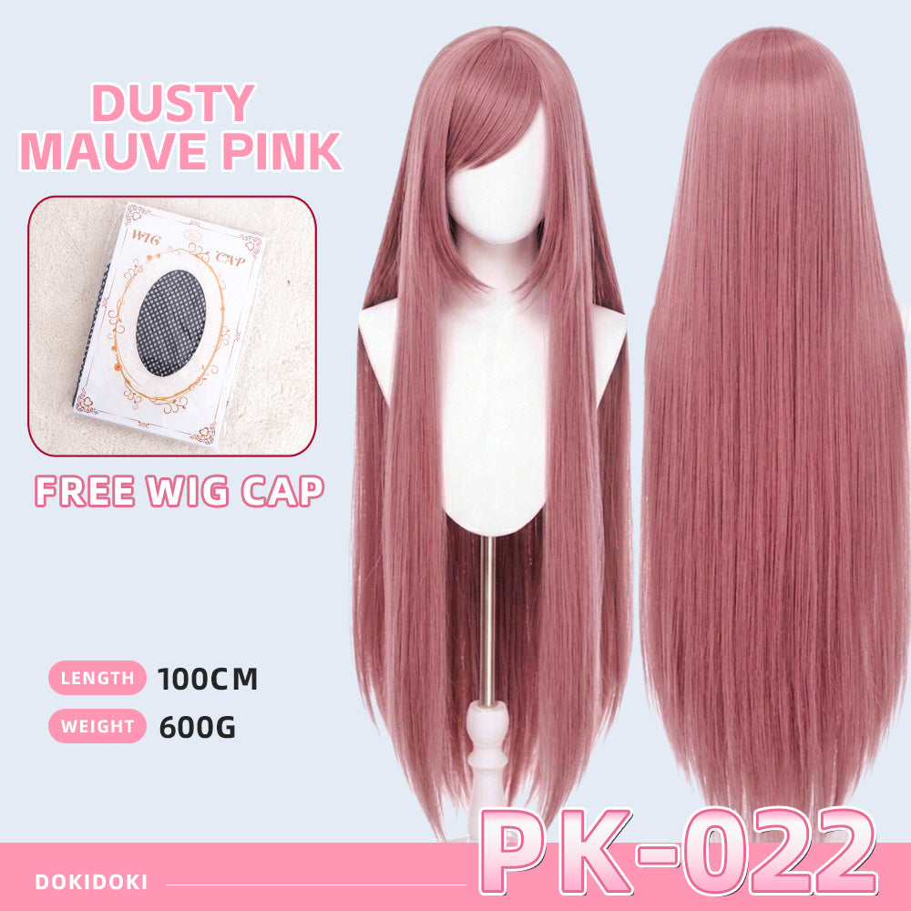 【Ready For Ship】【Pink】DokiDoki Cosplay Wig Basic Wig Long Straight Pink 100 CM Hair Wig Base