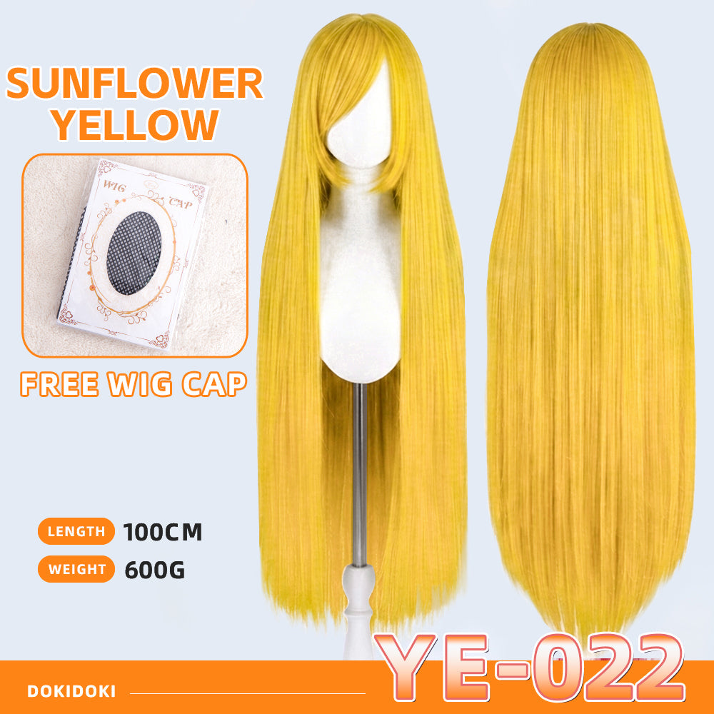 【Partially Ready For Ship】【Yellow】DokiDoki Cosplay Wig Basic Wig Long Straight Yellow 100 CM Hair Wig Base