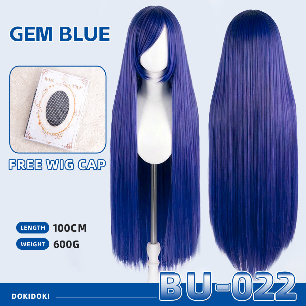 【Partially Ready For Ship】【Blue】DokiDoki Cosplay Wig Basic Wig Long Straight Blue 100 CM Hair Wig Base