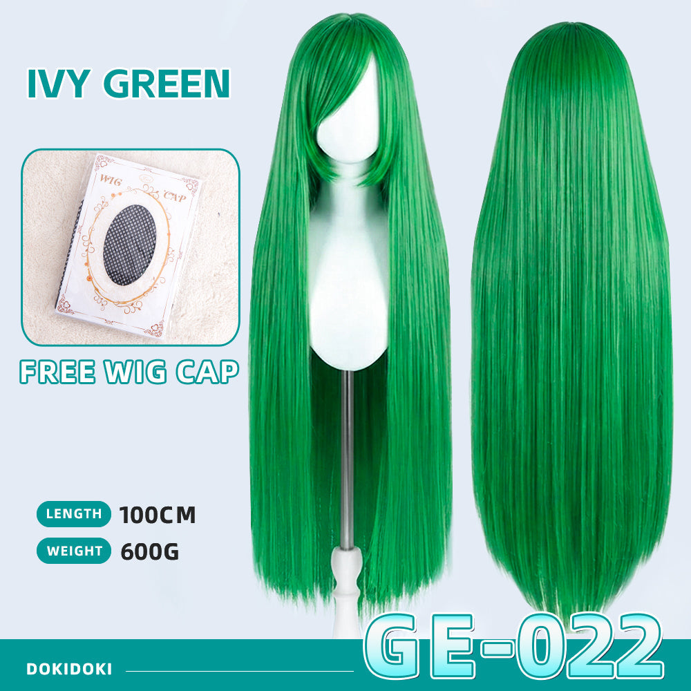 【Partially Ready For Ship】【Green】DokiDoki Cosplay Wig Basic Wig Long Straight Green 100 CM Hair Wig Base