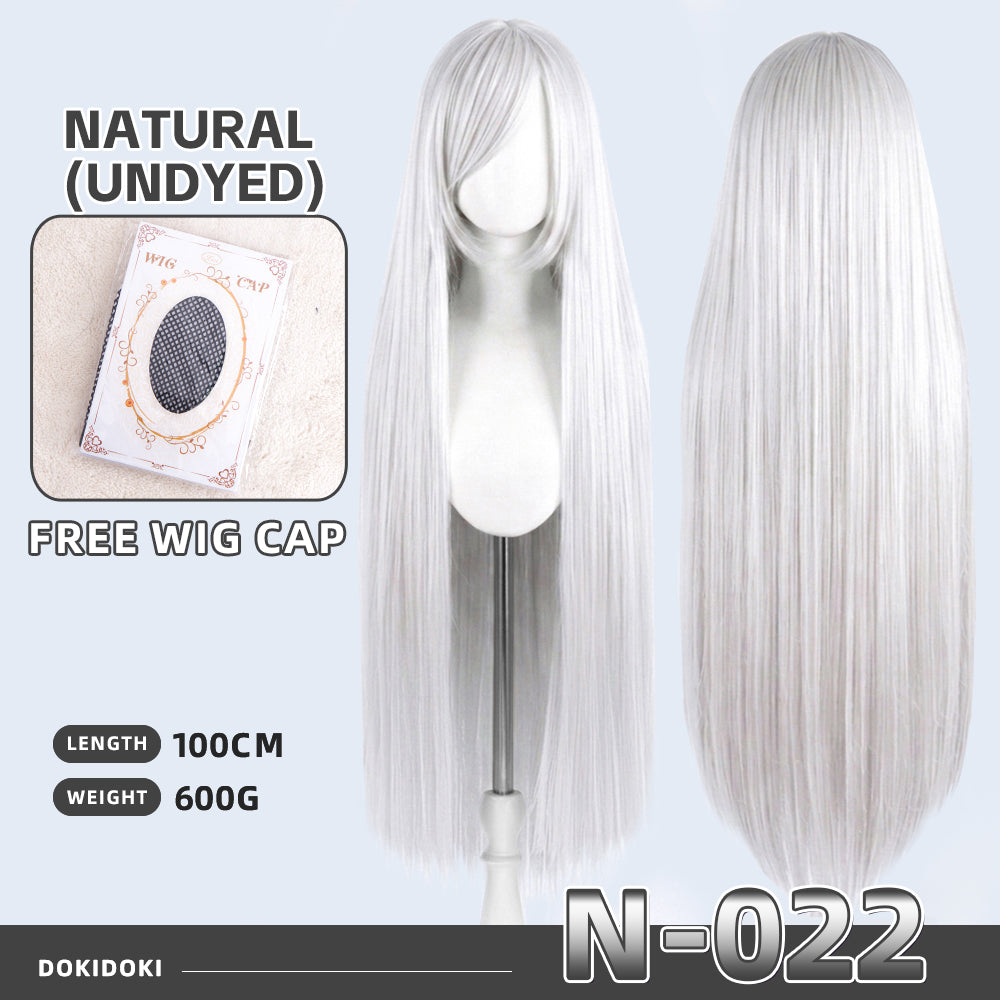 【Partially Ready For Ship】DokiDoki Cosplay Wig Basic Wig Long Straight Black White Silver 100 CM Hair Wig Base