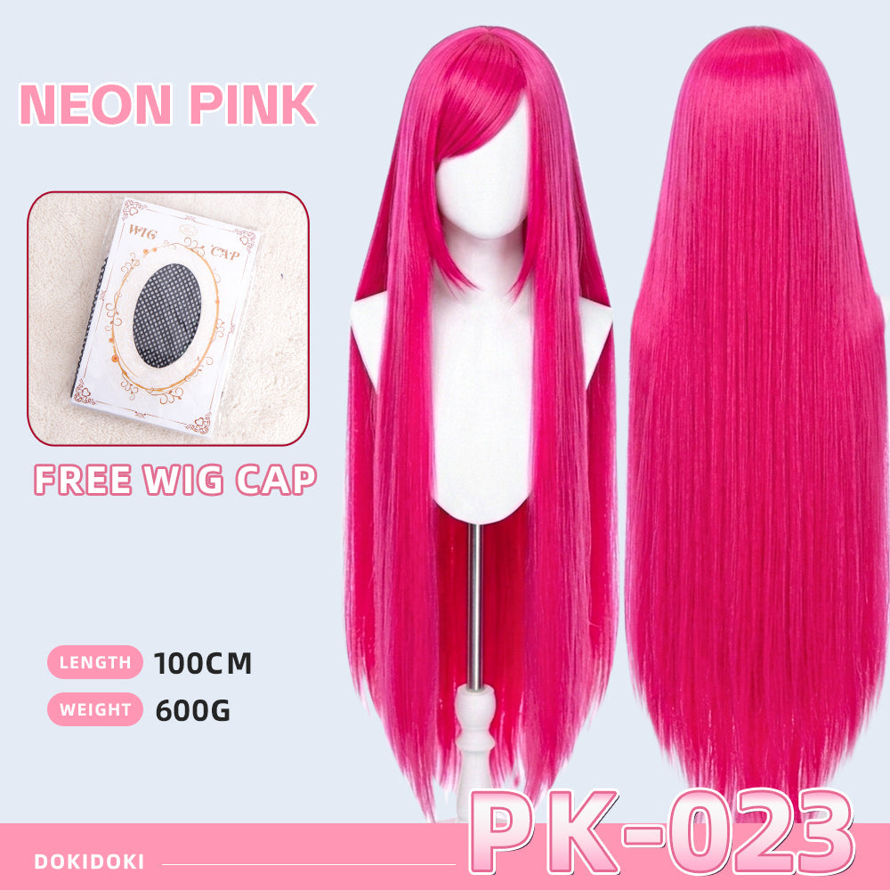 【Ready For Ship】【Pink】DokiDoki Cosplay Wig Basic Wig Long Straight Pink 100 CM Hair Wig Base