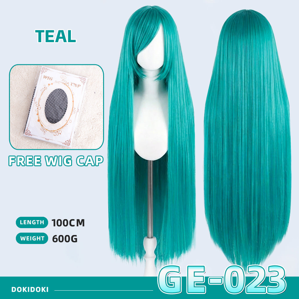 【Partially Ready For Ship】【Green】DokiDoki Cosplay Wig Basic Wig Long Straight Green 100 CM Hair Wig Base