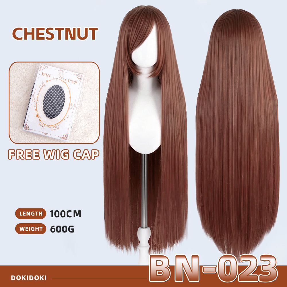 【Partially Ready For Ship】【Brown】DokiDoki Cosplay Wig Basic Wig Long Straight Brown 100 CM Hair Wig Base
