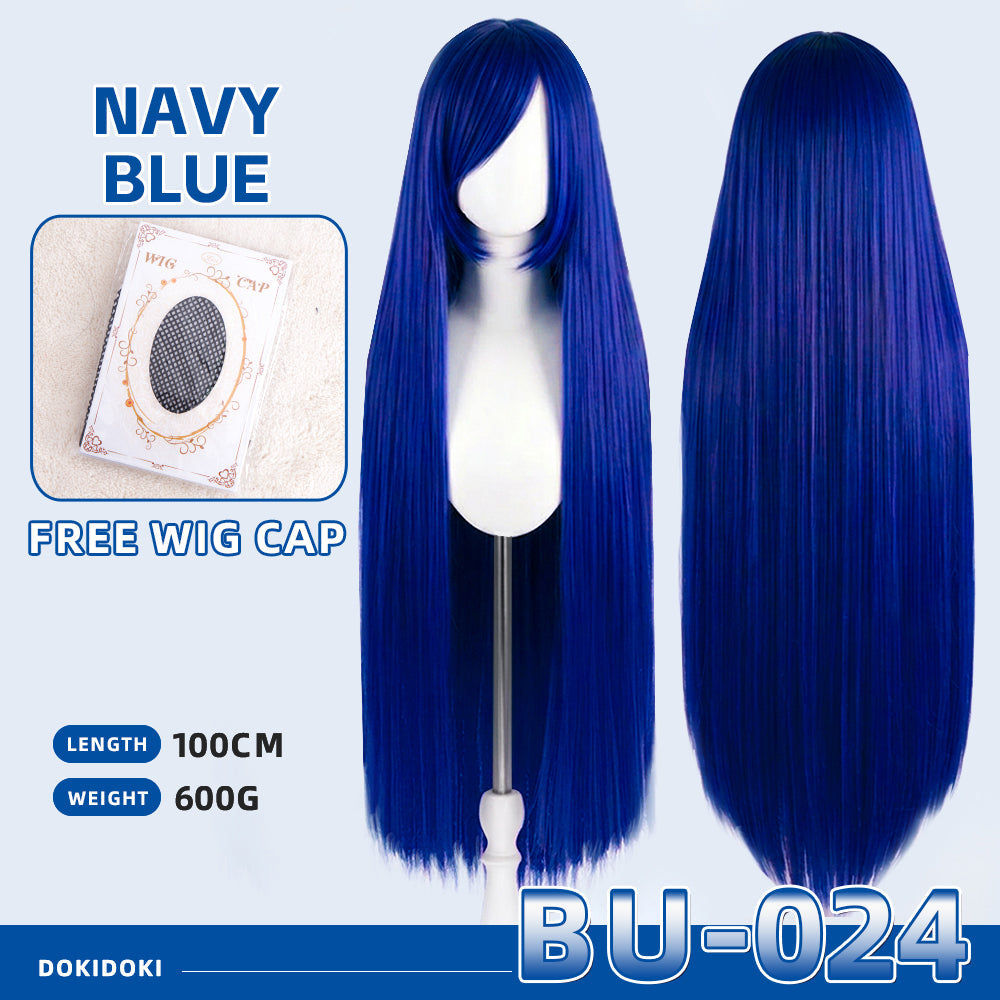 【Partially Ready For Ship】【Blue】DokiDoki Cosplay Wig Basic Wig Long Straight Blue 100 CM Hair Wig Base