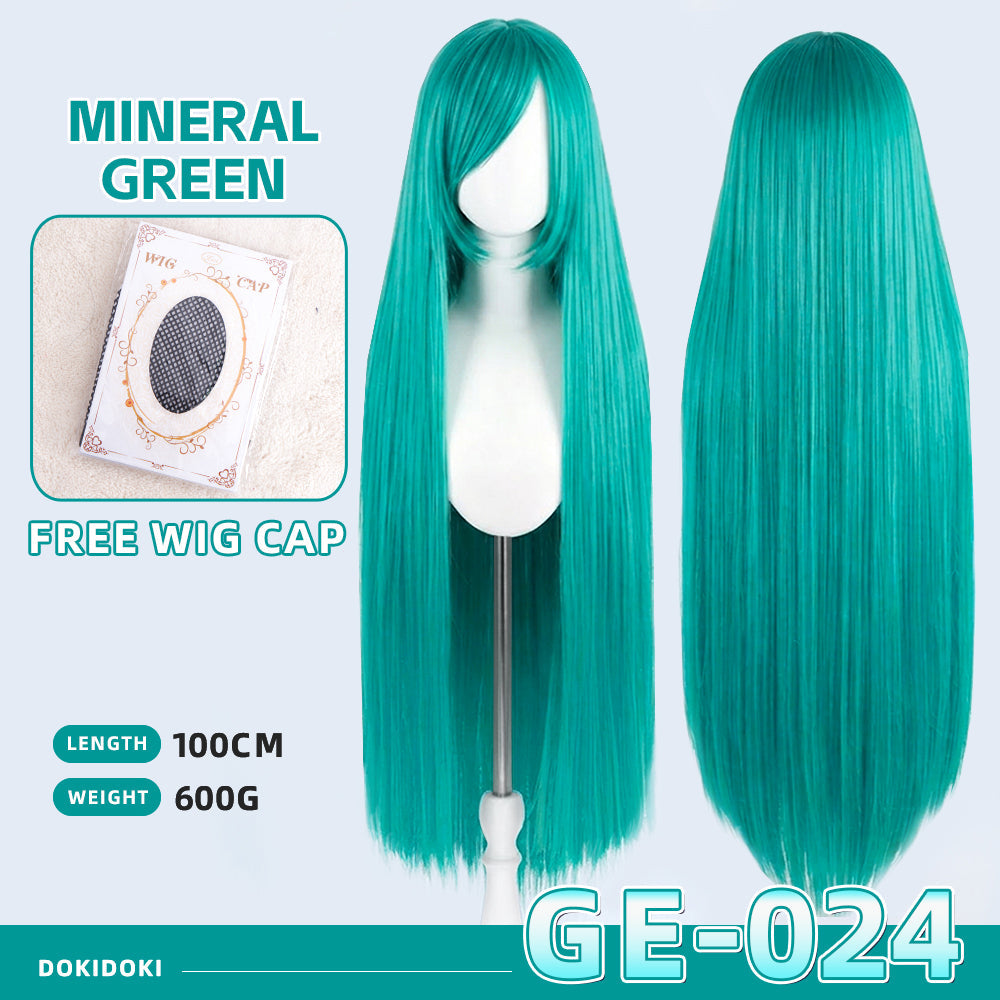 【Partially Ready For Ship】【Green】DokiDoki Cosplay Wig Basic Wig Long Straight Green 100 CM Hair Wig Base