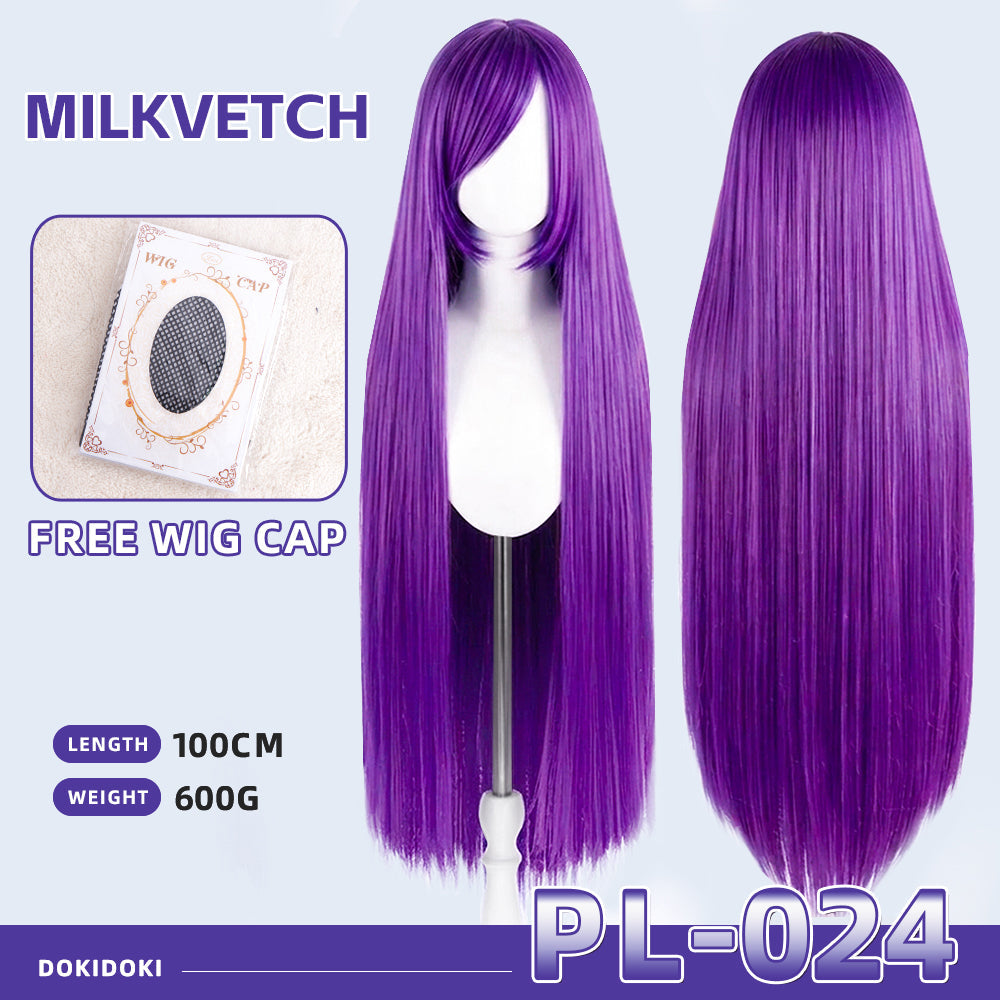 【Partially Ready For Ship】【Purple】DokiDoki Cosplay Wig Basic Wig Long Straight Purple 100 CM Hair Wig Base