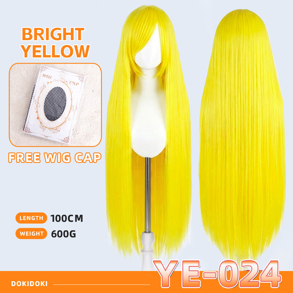 【Partially Ready For Ship】【Yellow】DokiDoki Cosplay Wig Basic Wig Long Straight Yellow 100 CM Hair Wig Base