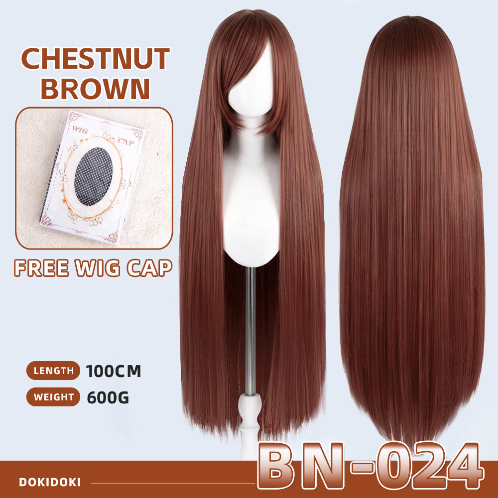 【Partially Ready For Ship】【Brown】DokiDoki Cosplay Wig Basic Wig Long Straight Brown 100 CM Hair Wig Base