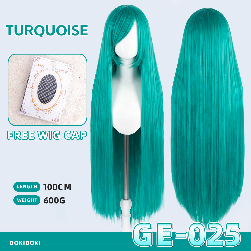 【Partially Ready For Ship】【Green】DokiDoki Cosplay Wig Basic Wig Long Straight Green 100 CM Hair Wig Base