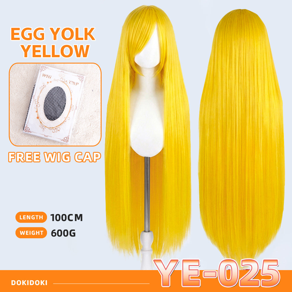 【Partially Ready For Ship】【Yellow】DokiDoki Cosplay Wig Basic Wig Long Straight Yellow 100 CM Hair Wig Base